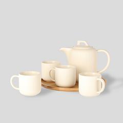 LINERSIS CAFETIERE/THEIERE ET 4 MUGS PORCELAINE